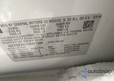 2014 Chevrolet Silverado 1500 Work Truck 1Wt from USA, damaged, VIN 3GCPCPEH1EG417269